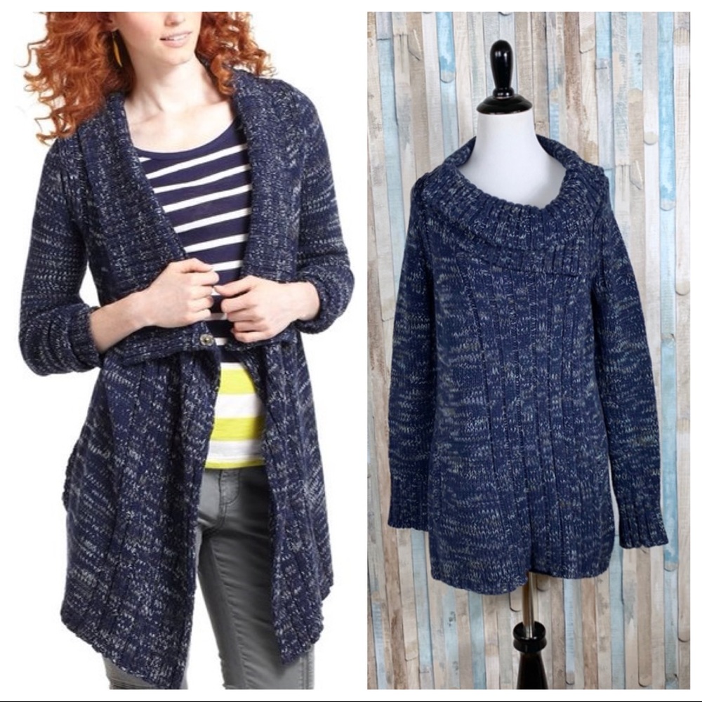 Anthropologie XS Blue‎ Knit Sunday Draped Sweater